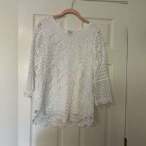 Annalee White Crochet Tunic Top